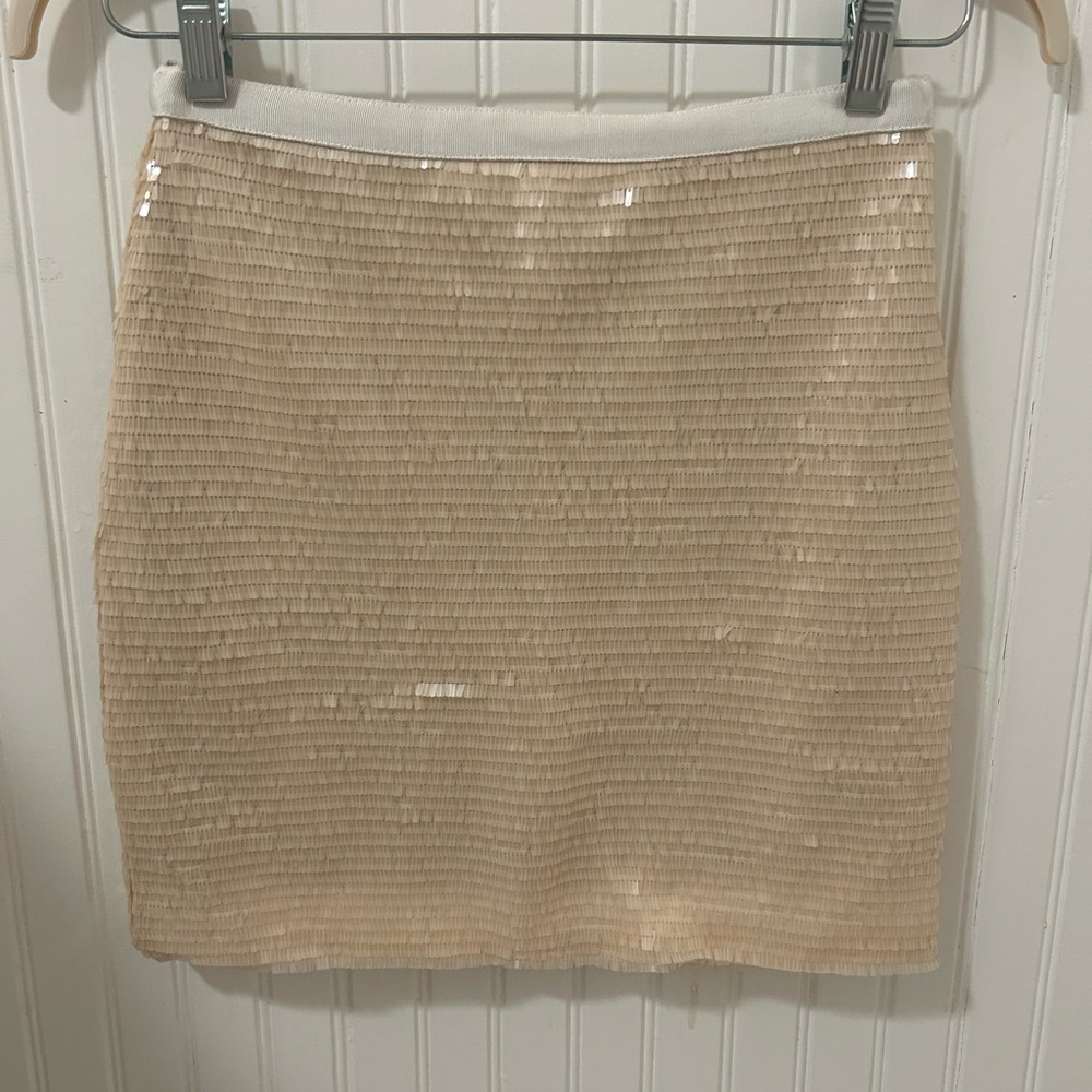 Greylin Cream Sequin Skirt Small NWT